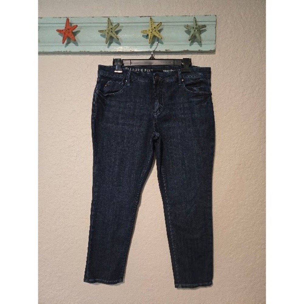 Laurie Felt Classic Denim Girlfriend Jeans Dark Wash Petite 14P Stretch Cropped